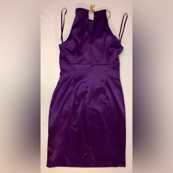 Eliza J Chain Strap Pleated Cocktail Dress Purple (8) - Picture 15 of 17